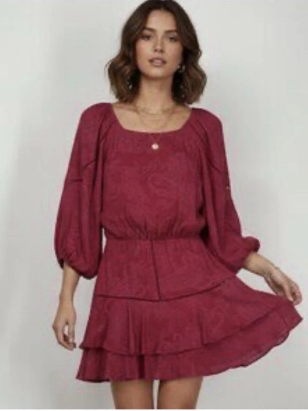 NWOT Tularosa Avery Drop Waist Balloon Sleeve Ruffle Satin Mini Dress